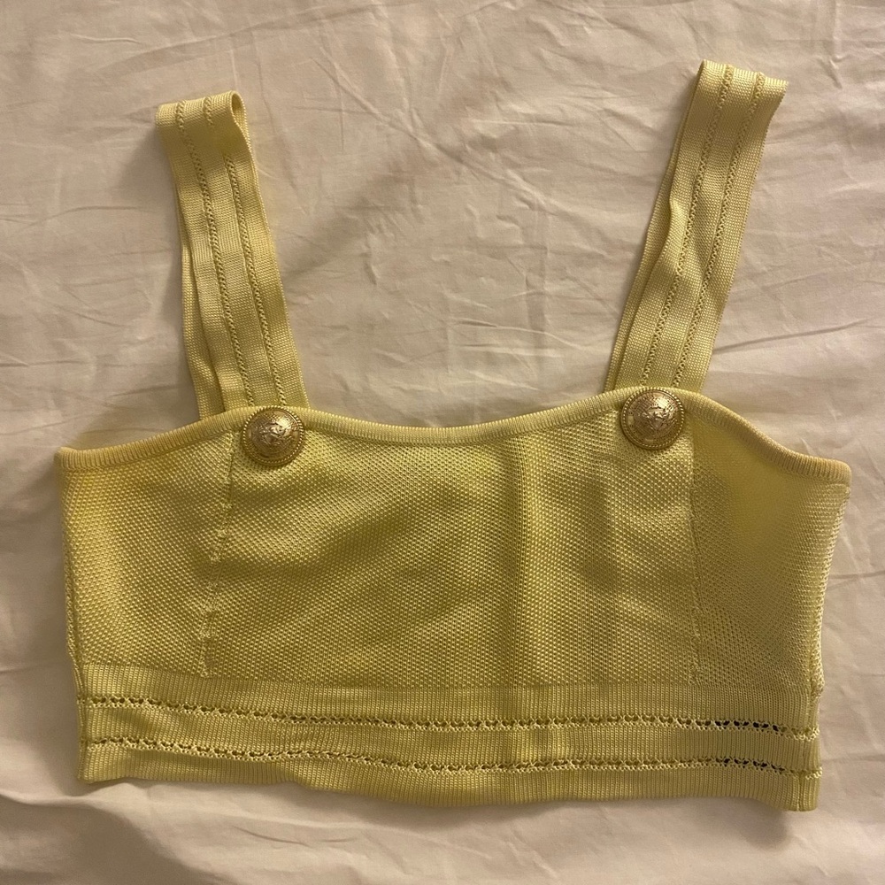 Balmain Yellow Knit Top with Zipper